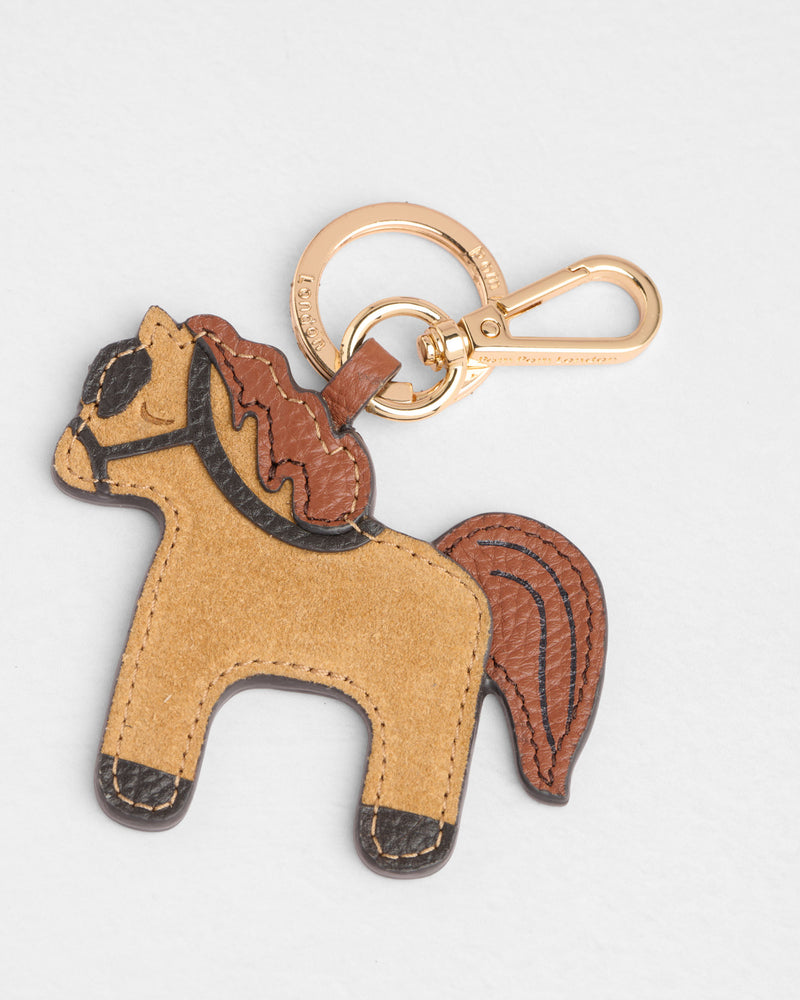 Harvey Horse Leather Keyring in Brown by Pom Pom London