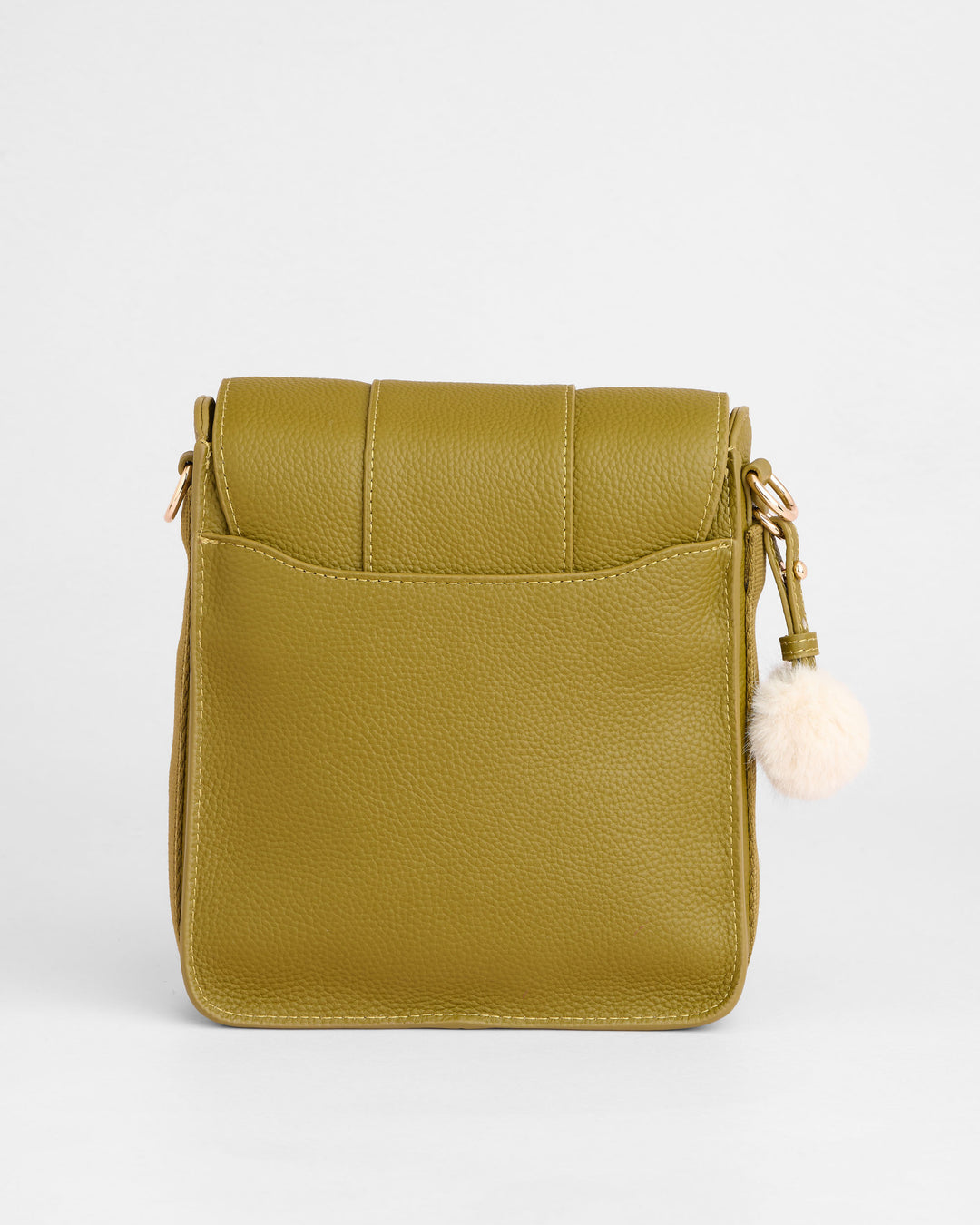 Portman Leather Messenger Bag in Olive Green | Pom Pom London
