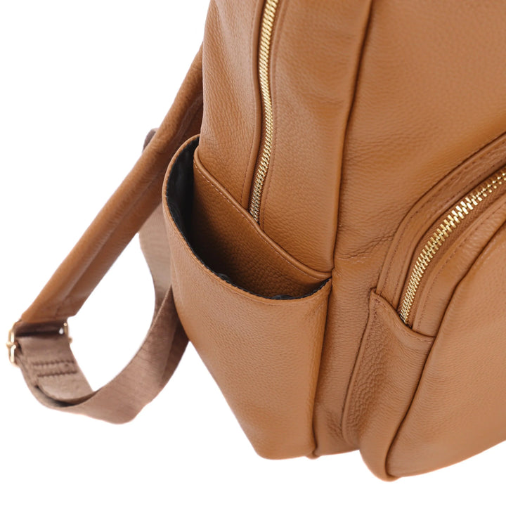 Pom Pom London Leather Richmond Backpack Metallic Gold Pom Pom London Richmond Rucksack in Maple main image 4