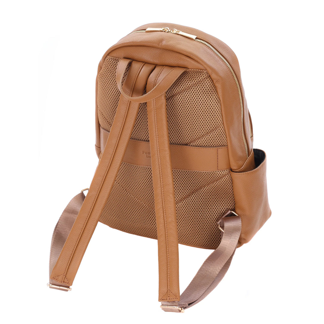 Pom Pom London Leather Richmond Backpack Metallic Gold Pom Pom London Richmond Rucksack in Maple main image 2