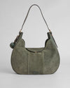 Pom Pom London Sunbury Suede & Leather Bag Herb Green