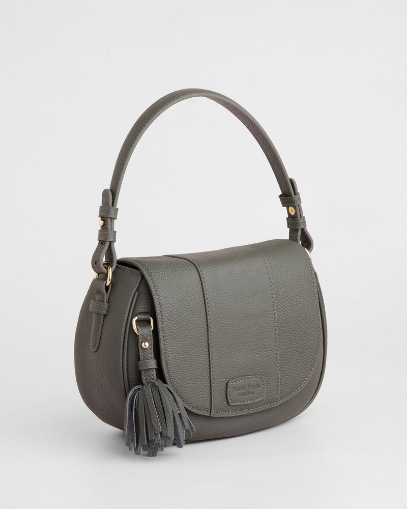 Wilmington Leather Saddle Bag in Volcano Grey by Pom Pom London