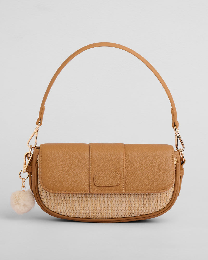 Pom Pom London Wilmington Mini Bag Raffia & Leather Maple-Pom Pom London
