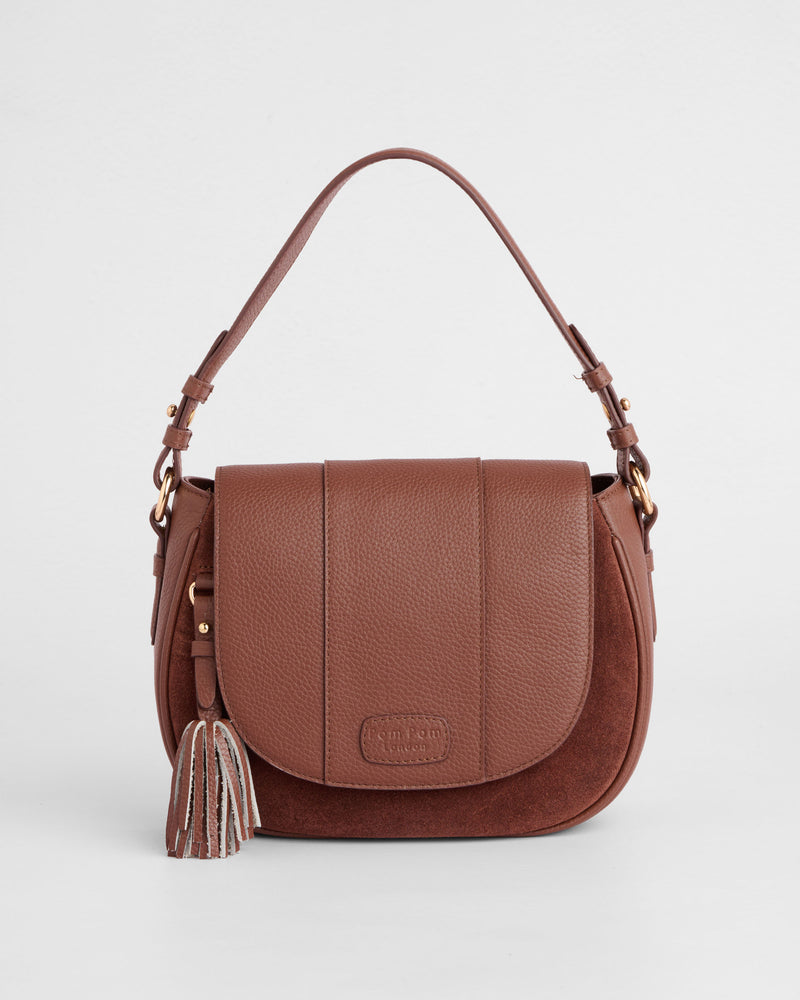 Pom Pom London Wilmington Suede & Leather Bag Chocolate-Pom Pom London