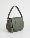 Pom Pom London Wilmington Suede & Leather Bag Herb Green