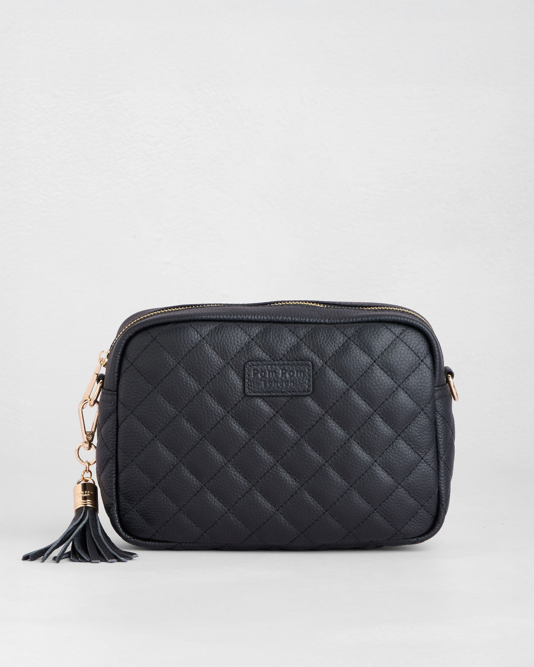 City Bag - Quilted Leather Crossbody Bag In Black – Pom Pom London