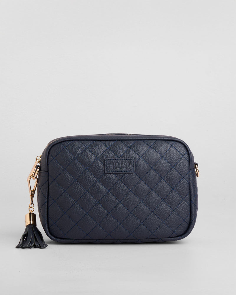Quilted City Bag Navy & Accessories-Pom Pom London