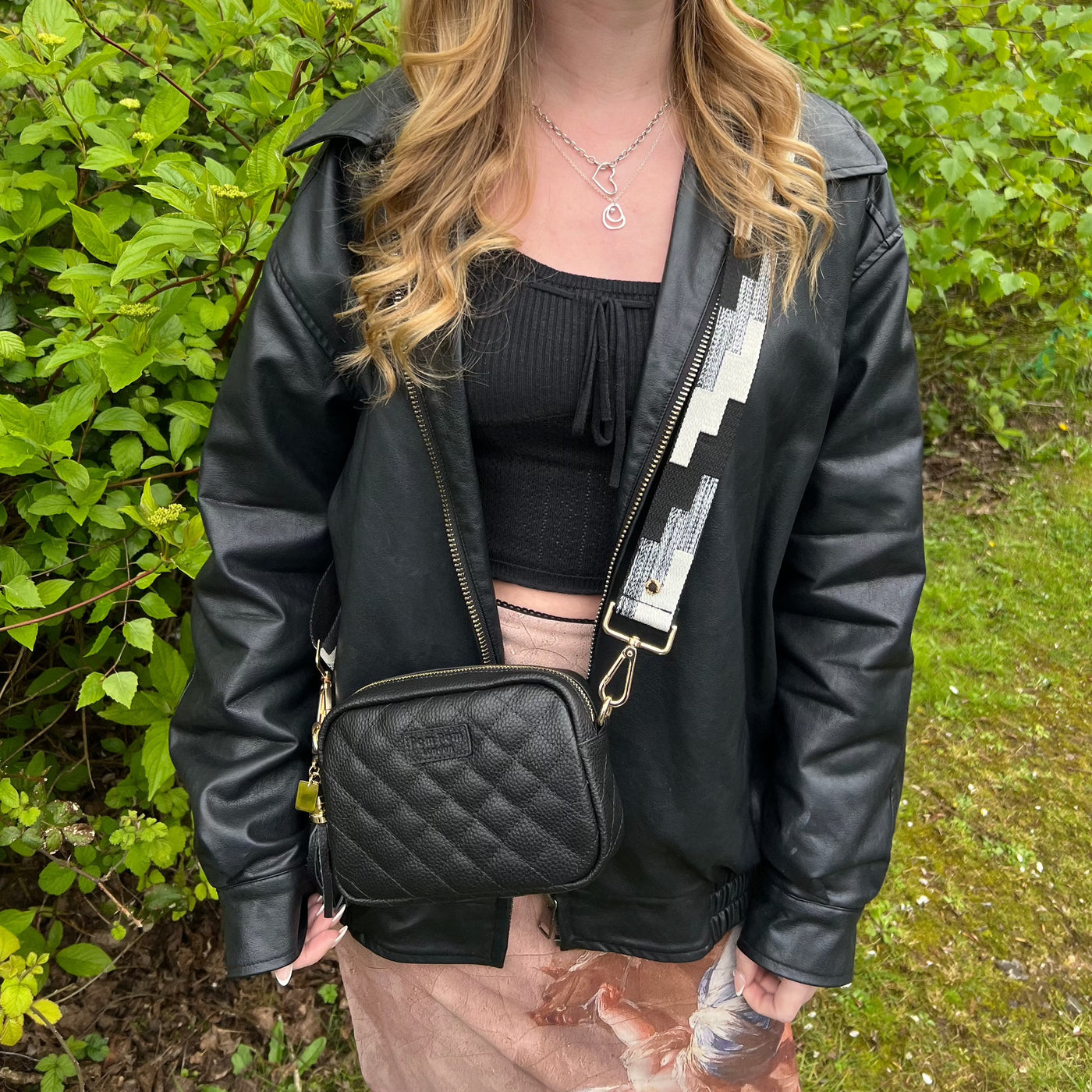 Quilted City MINI Bag Black & Accessories-Pom Pom London