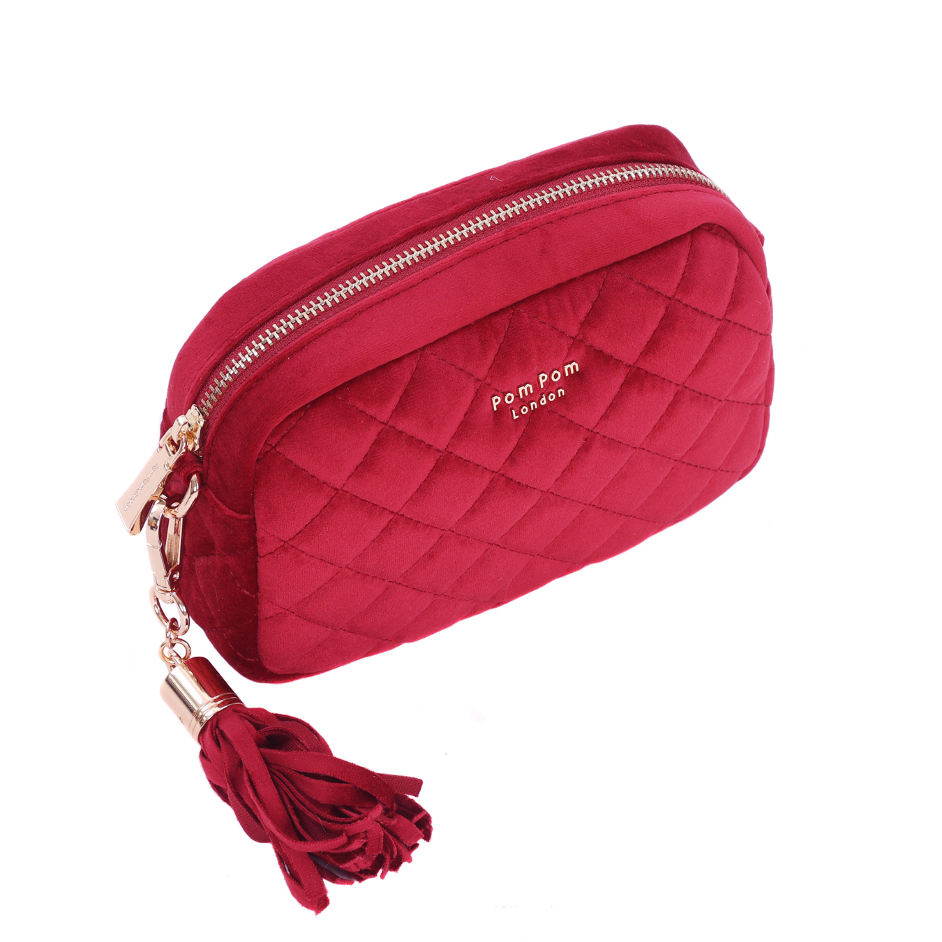 Quilted City MINI Velvet Bag Burgundy-Pom Pom London