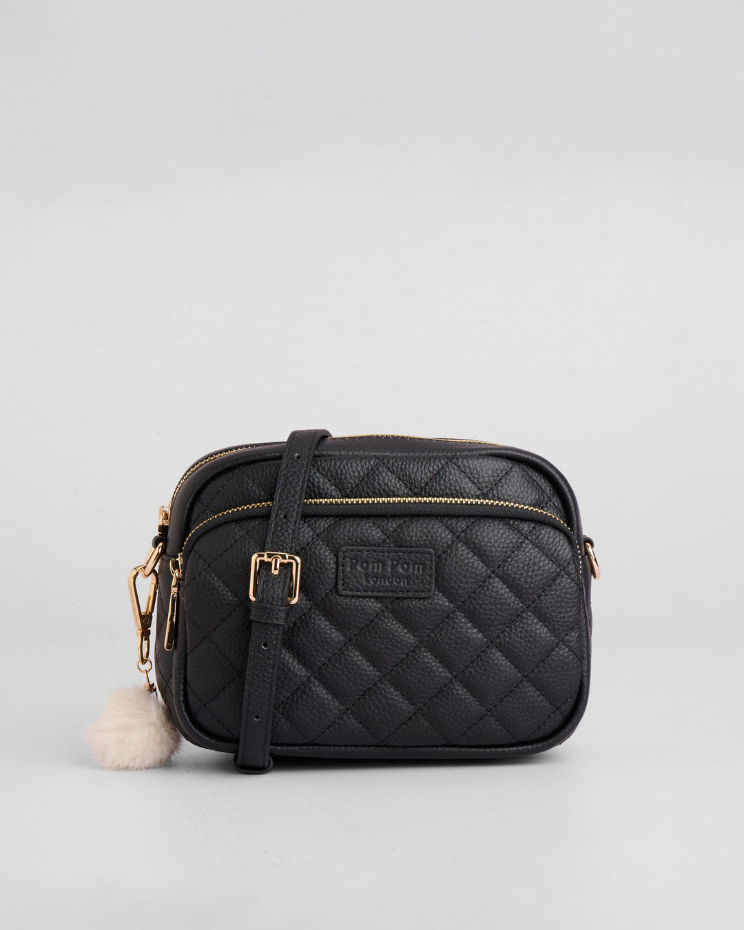 Original - Quilted Leather Crossbody Bag In Black – Pom Pom London