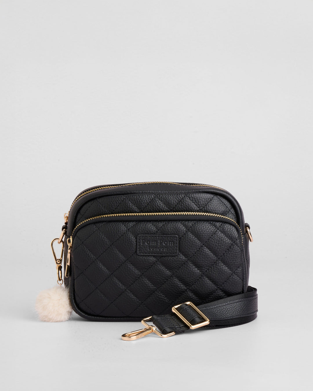 Original - Quilted Leather Crossbody Bag In Black – Pom Pom London