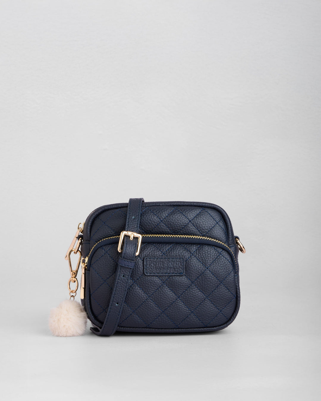 US Customized Quilted ボディー バッグ Original Mini - Quilted Leather Crossbody Bag In Navy – Pom Pom London
