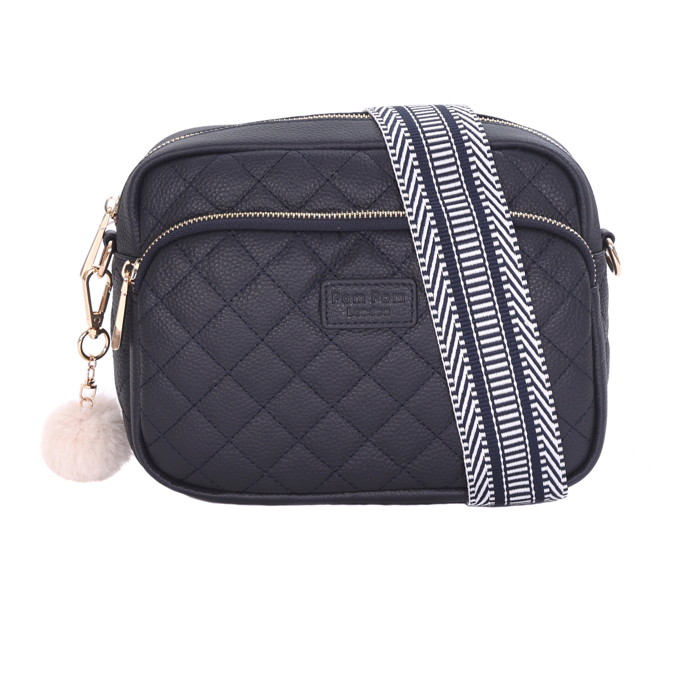 Quilted Original Plus Bag Navy & Accessories-Pom Pom London