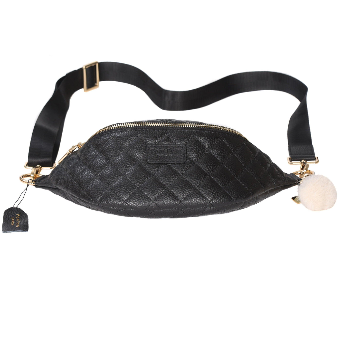 Quilted Bum Bag Black & Accessories - Pom Pom London