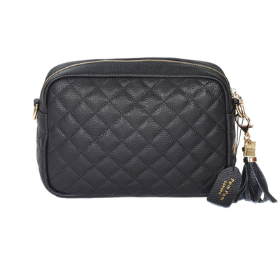 Quilted City Bag Black & Accessories - Pom Pom London