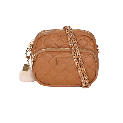 Quilted Mayfair MINI Bag Maple & Accessories - Pom Pom London
