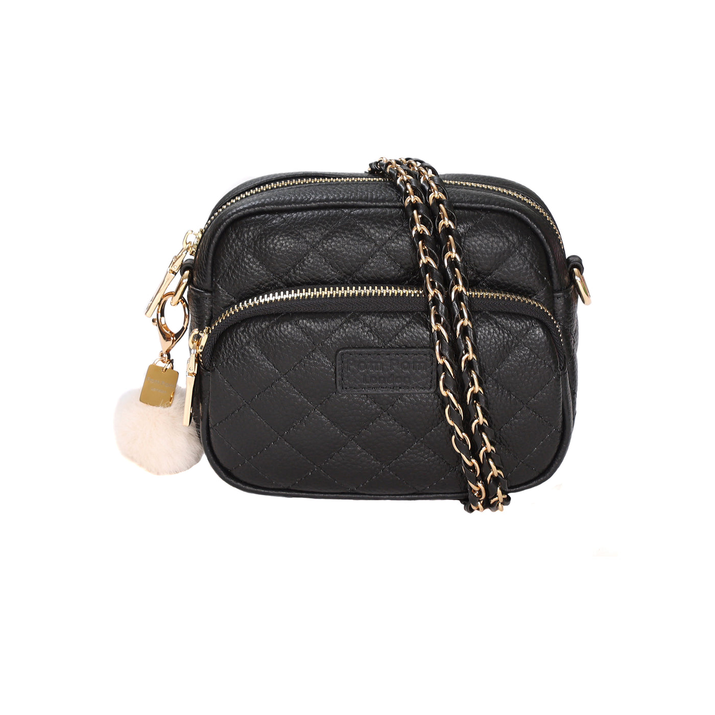 Quilted Mayfair MINI Bag Black & Accessories - Pom Pom London