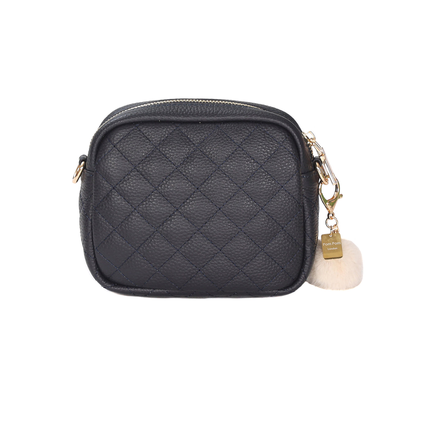 Quilted Mayfair MINI Bag Navy & Accessories - Pom Pom London