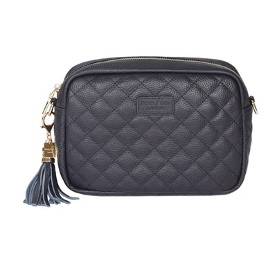 Quilted City Bag Navy & Accessories - Pom Pom London