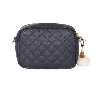 Quilted Mayfair Bag Navy & Accessories - Pom Pom London