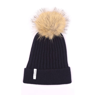 Ribbed Cashmere Navy-Pom Pom London
