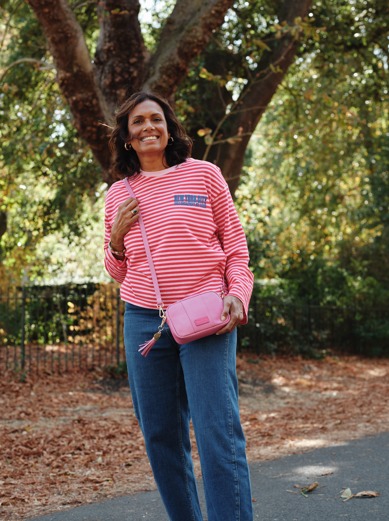 City MINI Crossbody Bag Lizard Pink-Pom Pom London