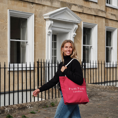 Shopping Tote Burgundy-Pom Pom London
