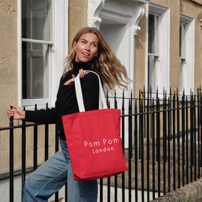 Shopping Tote Crimson Red-Pom Pom London