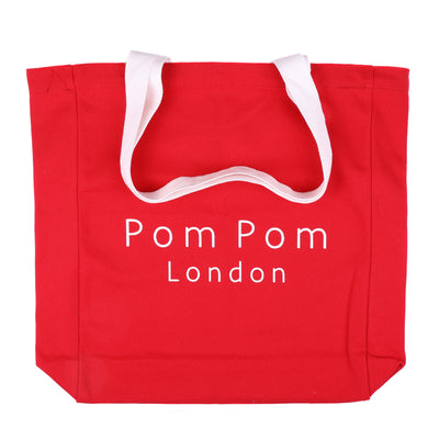 Shopping Tote Crimson Red-Pom Pom London