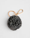 Single Leather Pom Pom Keyring Black