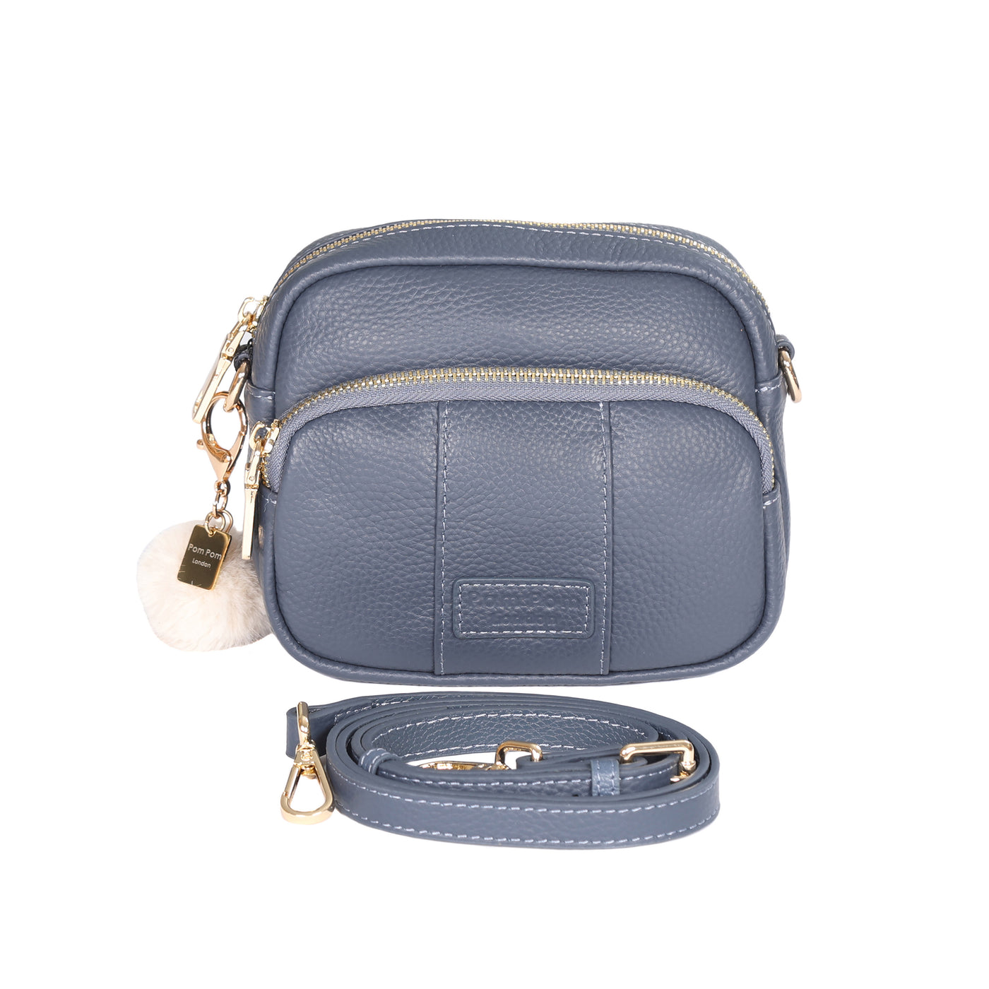 Mayfair MINI Bag Slate Blue & Accessories - Pom Pom London
