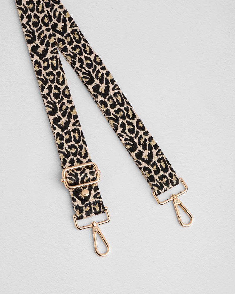 Strap Black & Gold Leopard-Pom Pom London