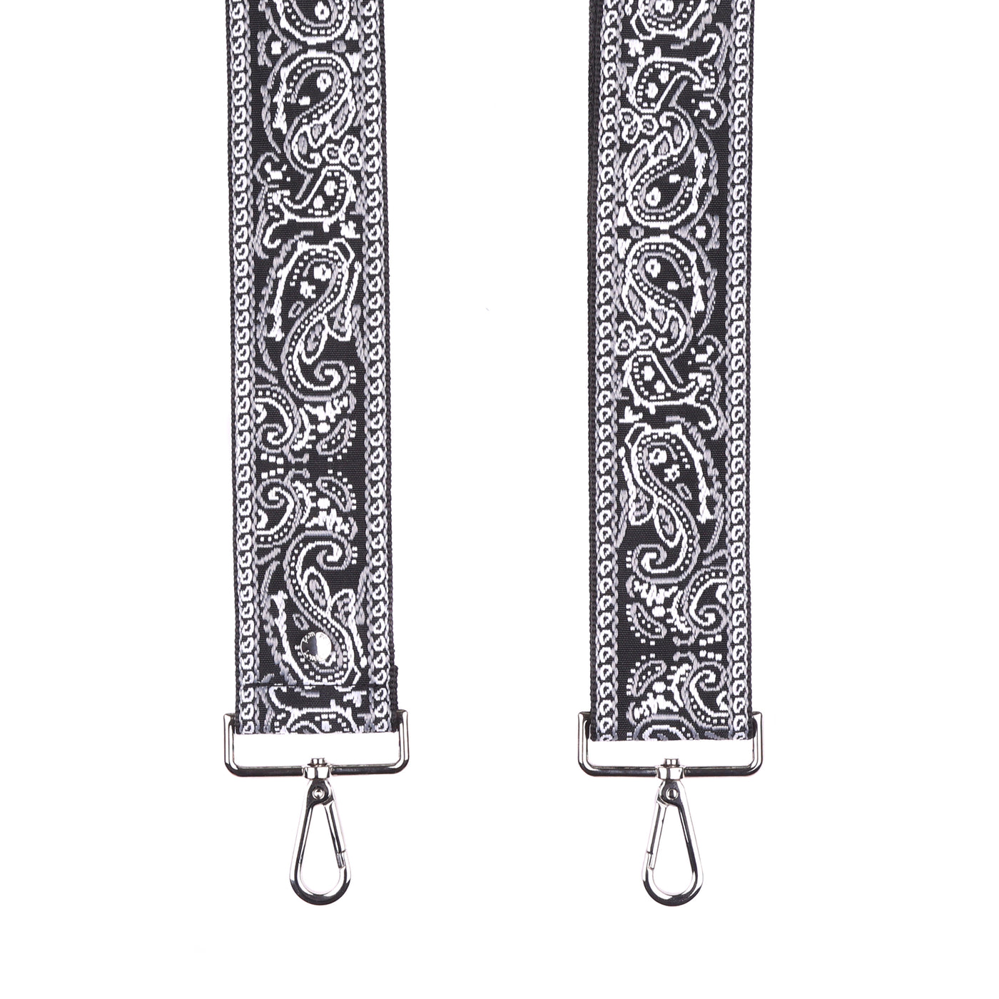 Strap Black Paisley - Silver Hardware-Pom Pom London