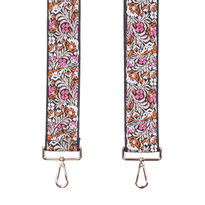 Strap Black & Pink Floral-Pom Pom London