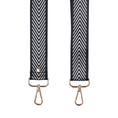 Strap Black and Silver Herringbone-Pom Pom London
