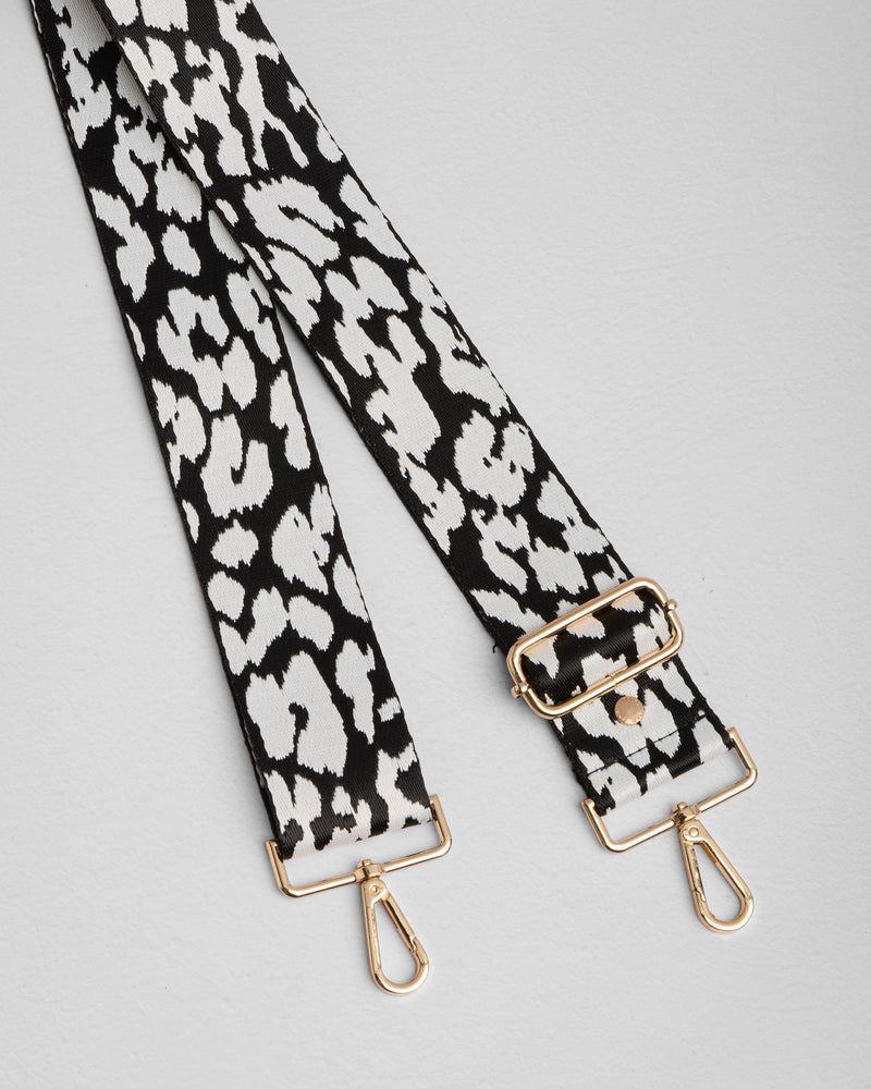 Black & White Leopard bag strap | Pom Pom London