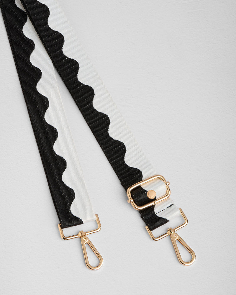 Black & White Wave bag strap | Pom Pom London