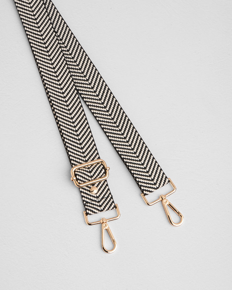 Strap Black and White Herringbone-Pom Pom London
