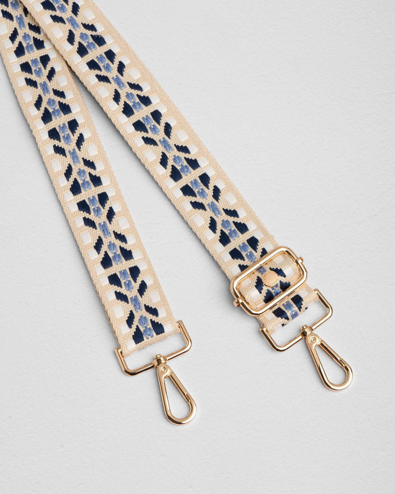 Blue & Navy Stitched Crossbody Bag Strap by Pom Pom London