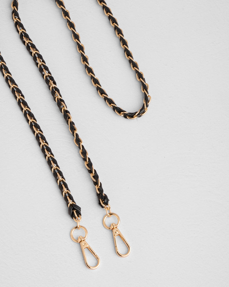 Strap Gold Chain Black Weave-Pom Pom London