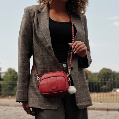 Strap Gold Chain Crimson Red Weave-Pom Pom London