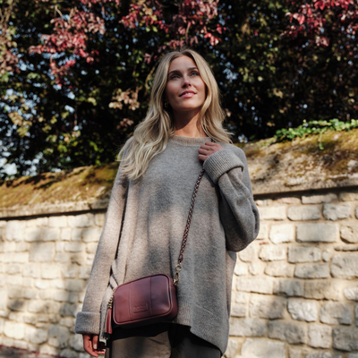 Strap Gold Chain Deep Burgundy Weave-Pom Pom London