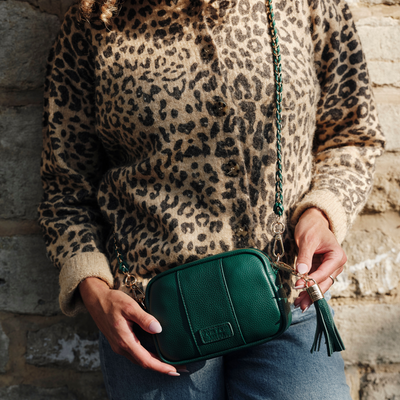 Strap Gold Chain Madeira Green Weave-Pom Pom London