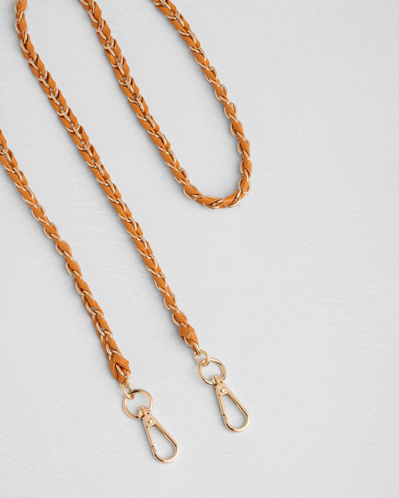Strap Gold Chain Marmalade Orange Weave-Pom Pom London