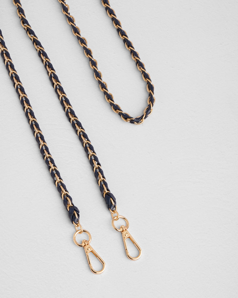 Strap Gold Chain Navy Weave-Pom Pom London