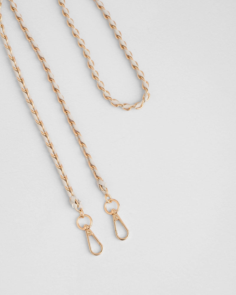 Gold Chain Salt Grey Weave bag strap | Pom Pom London