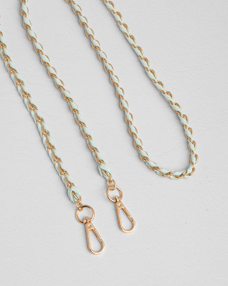 Gold Chain Spearmint Weave bag strap | Pom Pom London
