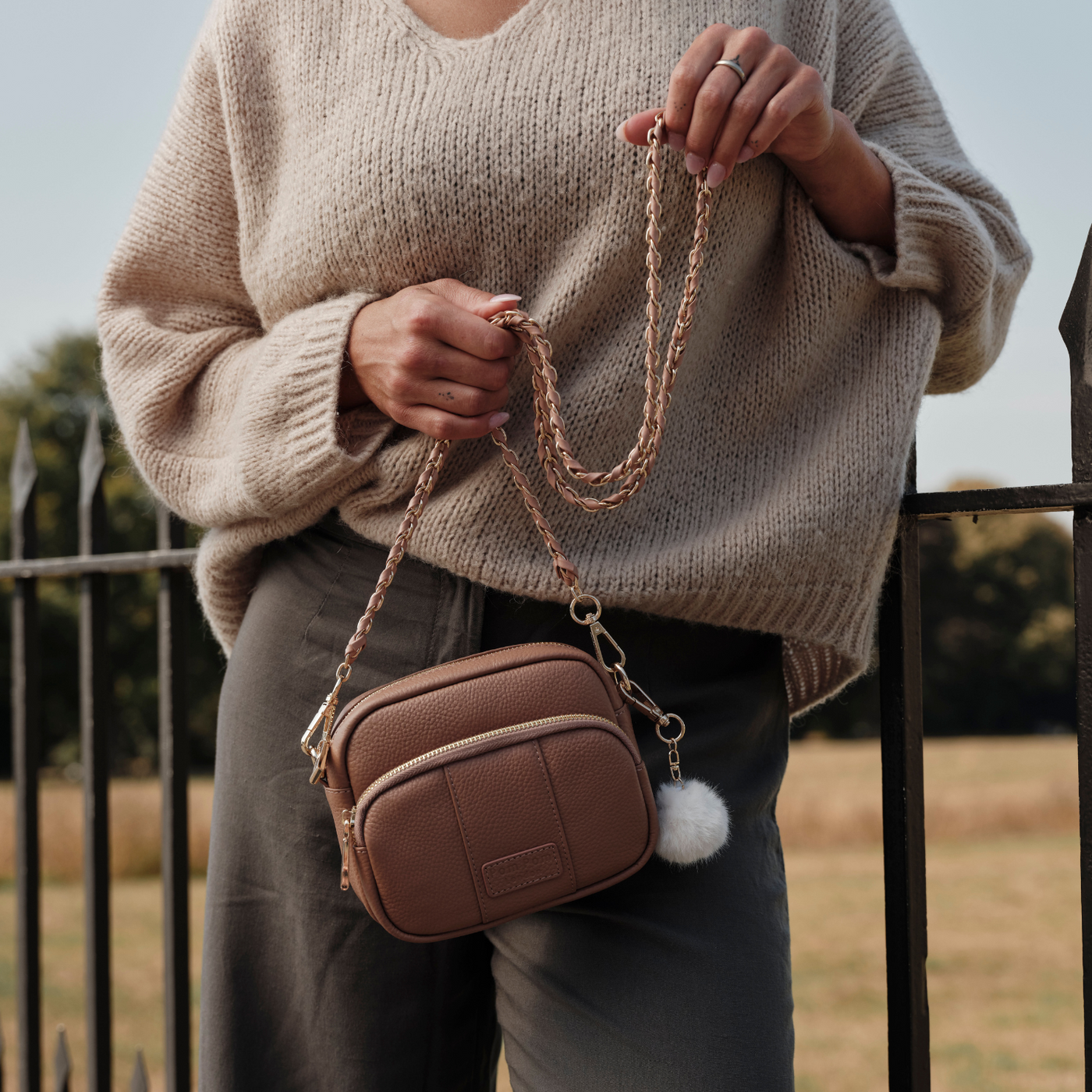 Strap Gold Chain Spiced Ginger Weave-Pom Pom London