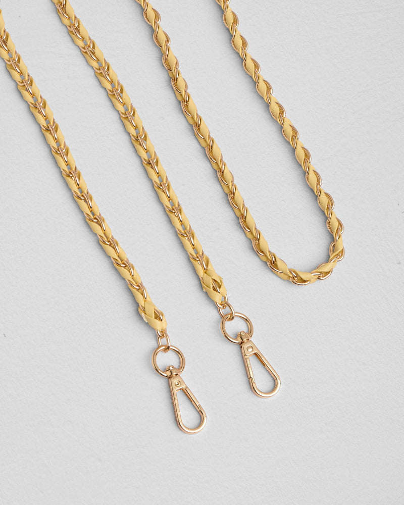 Gold Chain Straw Weave bag strap | Pom Pom London
