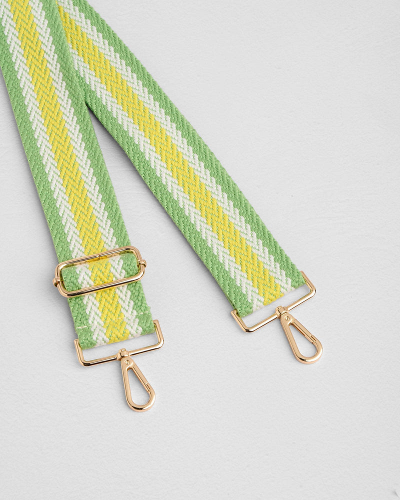 Green Woven Stripe bag strap | Pom Pom London